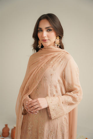 3 Piece Chiffon Embroidered Unstitched Suit (UF0036)