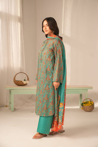 3 Piece Printed Lawn Printed Unstitched Suit (UC0118)