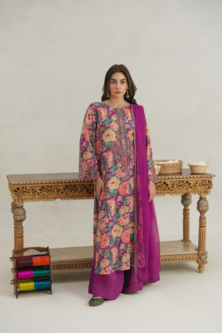 3 Piece Unstitched  Lawn Printed Suit (UC0039)