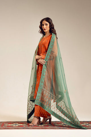3 Piece Organza Embroidered Suit (UF0021)