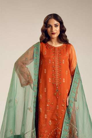 3 Piece Organza Embroidered Suit (UF0021)