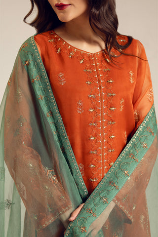 3 Piece Organza Embroidered Suit (UF0021)