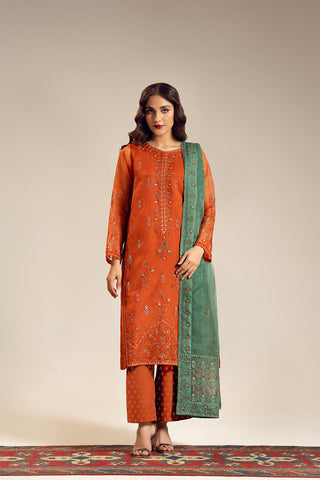 3 Piece Organza Embroidered Suit (UF0021)