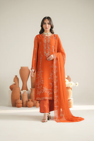 3 Piece Chiffon Embroidered Unstitched Suit (UF0030)