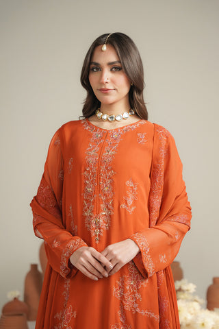3 Piece Chiffon Embroidered Unstitched Suit (UF0030)