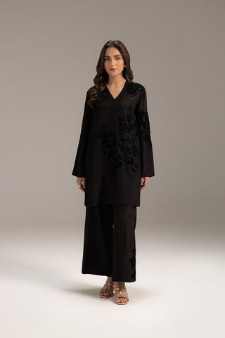 2 Piece Raw Silk Embroidered Suit (FL0113)