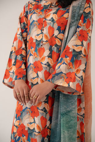 3 Piece Slub Khaddar Printed Suit (UC0072)