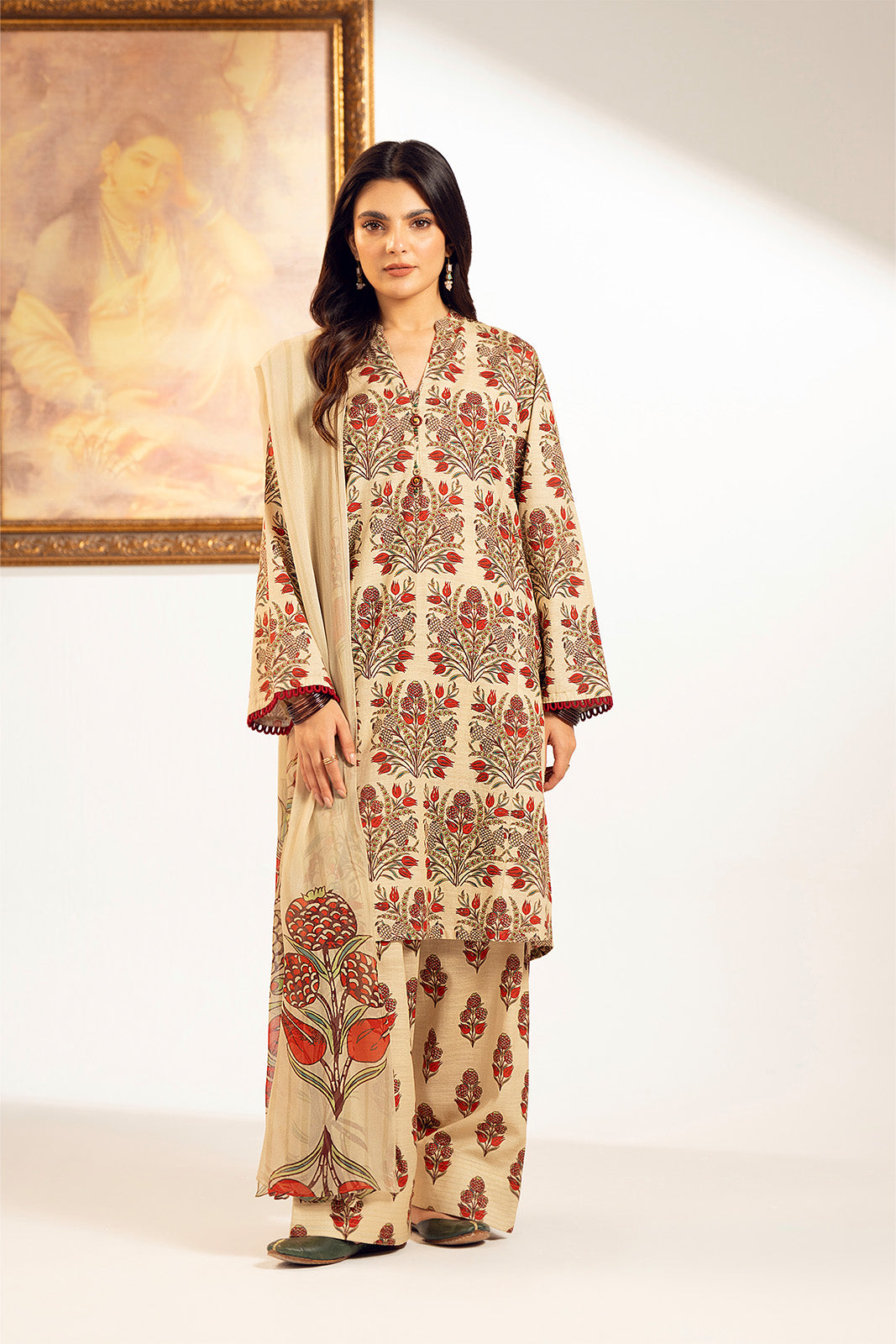 3 Piece Slub Khaddar Printed Suit (UC0073)