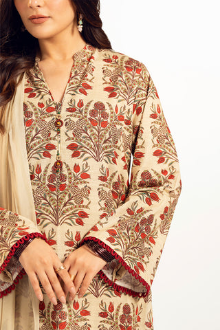 3 Piece Slub Khaddar Printed Suit (UC0073)