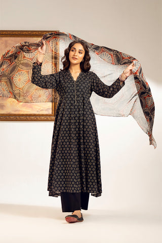 3 Piece Slub Khaddar Printed Suit (UC0076)