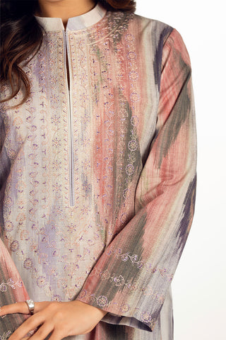 2 Piece Printed Slub Khaddar Embroidered Suit (UC0078)