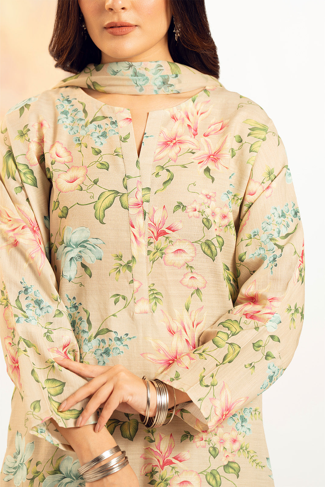 3 Piece Unstitched Slub Khaddar Printed Suit (UC0080)
