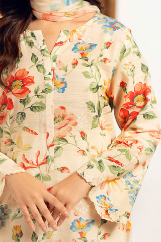 3 Piece Unstitched Printed Slub Khaddar Printed (UC0083)