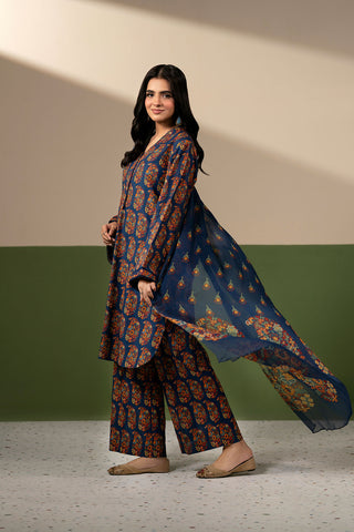 3 Piece Printed Slub Khaddar Printed Unstitched Suit (UC0139)