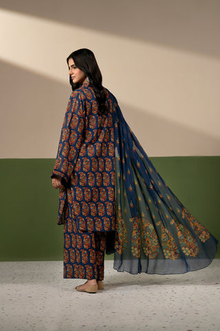 3 Piece Printed Slub Khaddar Printed Unstitched Suit (UC0139)