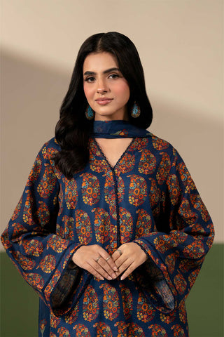 3 Piece Printed Slub Khaddar Printed Unstitched Suit (UC0139)