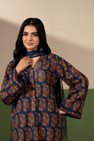 3 Piece Printed Slub Khaddar Printed Unstitched Suit (UC0139)