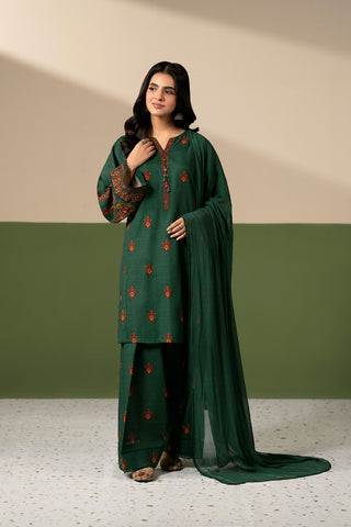 3 Piece Slub Khaddar Printed Unstitched Suit (UC0142)