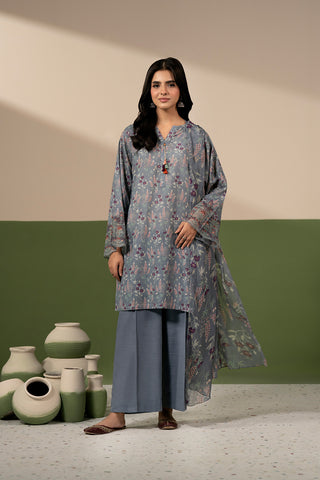 3 Piece Printed Slub Khaddar Printed Unstitched Suit (UC0144)