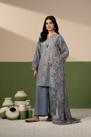 3 Piece Printed Slub Khaddar Printed Unstitched Suit (UC0144)
