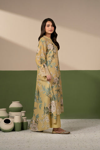3 Piece Printed Lawn Karandi Embroidered Unstitched Suit (UC0145)