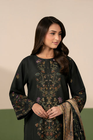 3 Piece Slub Khaddar Embroidered Unstitched Suit (UC0146)