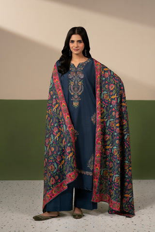3 Piece Cotton Karandi Embroidered Unstitched Suit (UC0147)