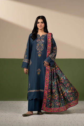 3 Piece Cotton Karandi Embroidered Unstitched Suit (UC0147)