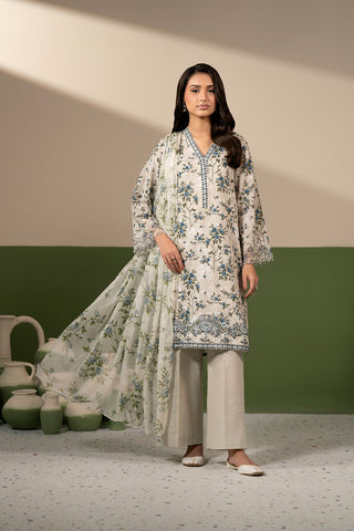 3 Piece Printed Slub Khaddar Embroidered Unstitched Suit (UC0149)