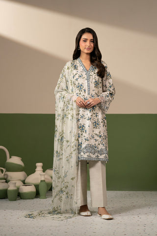 3 Piece Printed Slub Khaddar Embroidered Unstitched Suit (UC0149)