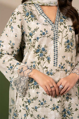 3 Piece Printed Slub Khaddar Embroidered Unstitched Suit (UC0149)