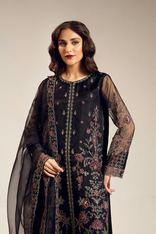 3 Piece Unstitched Organza Embroidered Suit (UF0022)