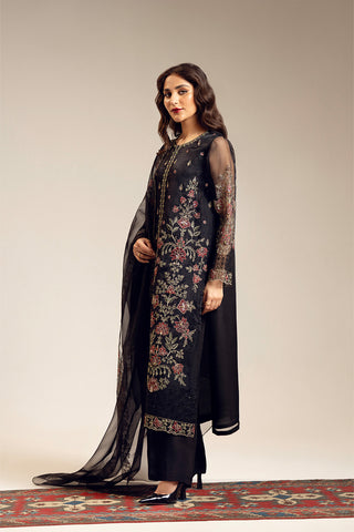 3 Piece Unstitched Organza Embroidered Suit (UF0022)