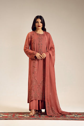 3 Piece Unstitched Chiffon Embroidered (UF0023)
