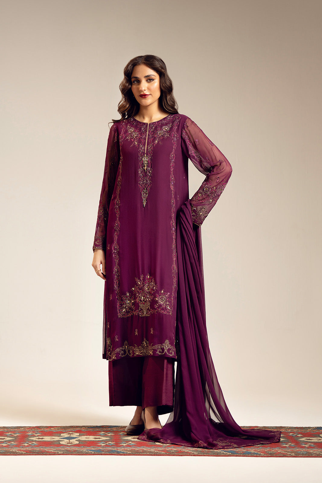 3 Piece Chiffon Embroidered (UF0025)