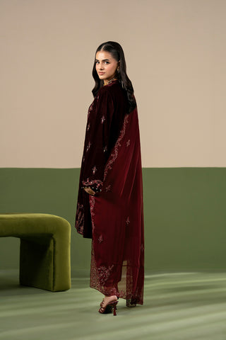 3 Piece Velvet Embroidered Unstitched Suit (UF0043)