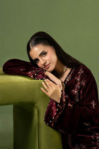 3 Piece Velvet Embroidered Unstitched Suit (UF0043)