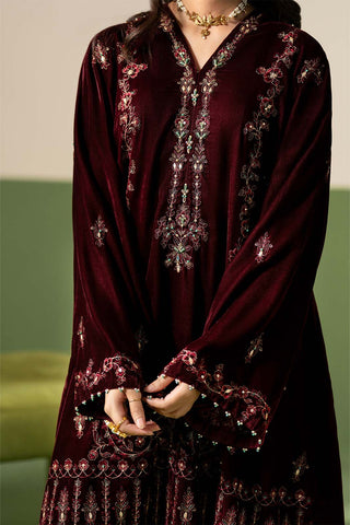 3 Piece Velvet Embroidered Unstitched Suit (UF0043)