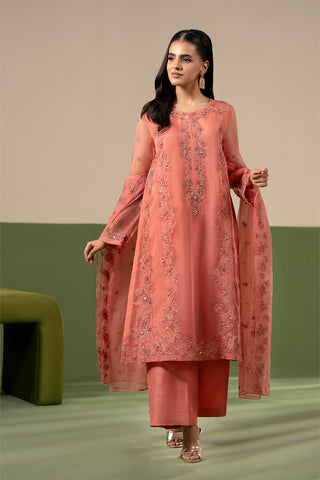 3 Piece Organza Embroidered Unstitched Suit (UF0044)