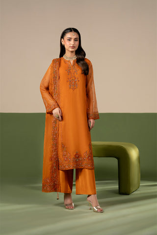 3 Piece Organza Embroidered Unstitched Suit (UF0046)