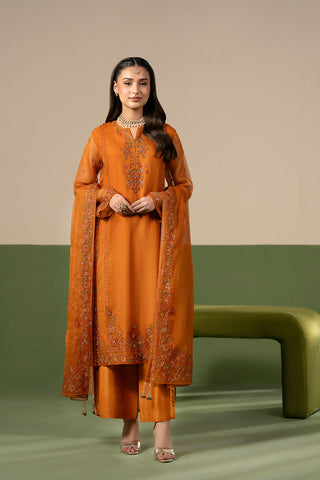 3 Piece Organza Embroidered Unstitched Suit (UF0046)