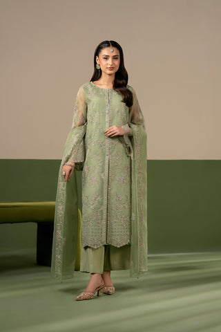 3 Piece Organza Embroidered Unstitched Suit (UF0047)