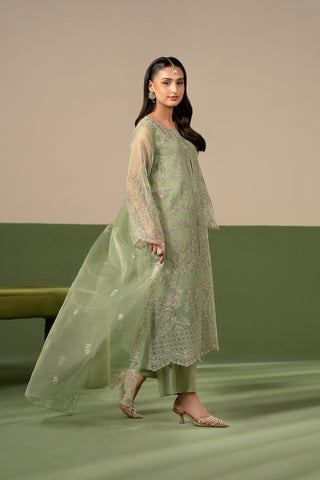 3 Piece Organza Embroidered Unstitched Suit (UF0047)