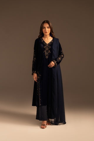 3 Piece Velvet Embroidered Suit (FV0010)