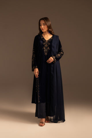 3 Piece Velvet Embroidered Suit (FV0010)