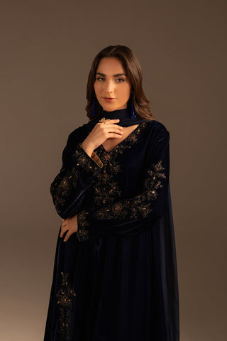 3 Piece Velvet Embroidered Suit (FV0010)