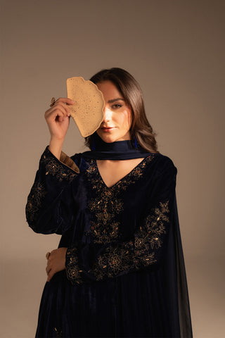 3 Piece Velvet Embroidered Suit (FV0010)