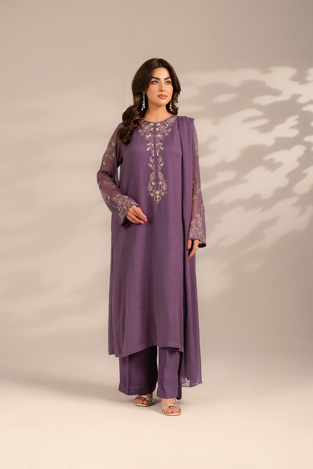 3 Piece Chiffon Embroidered Suit (FS0090)