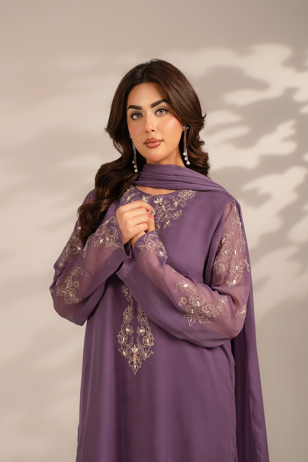 3 Piece Chiffon Embroidered Suit (FS0090)