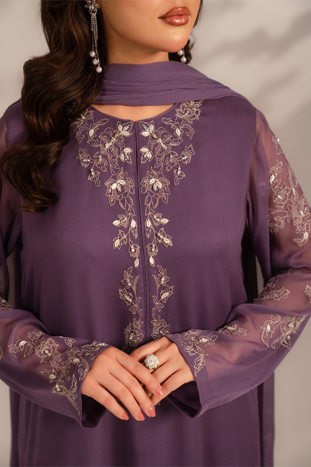 3 Piece Chiffon Embroidered Suit (FS0090)